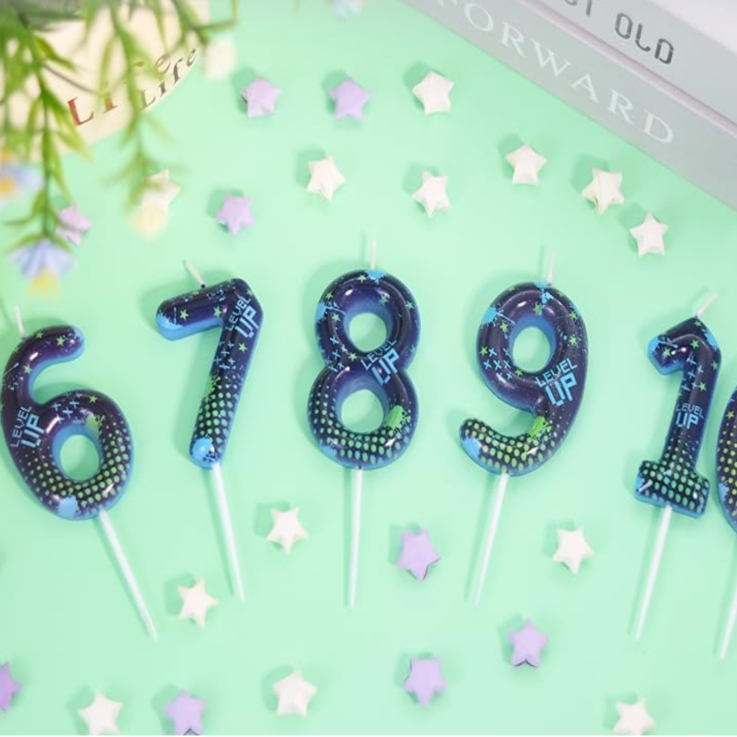 Photography Exhibition - Blue Game Boy 0-9 Birthday Candles,