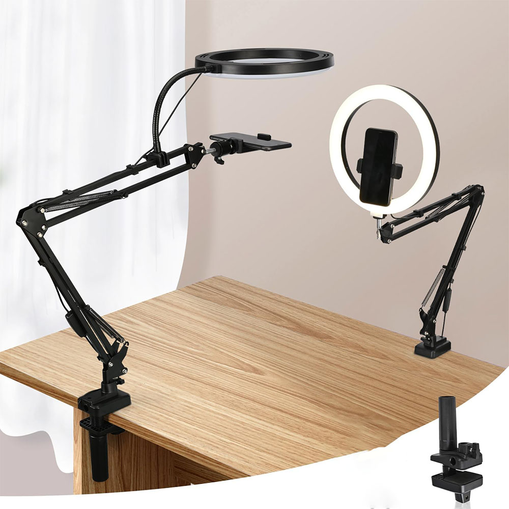 Photography Desk - Ring Light with Stand and Phone